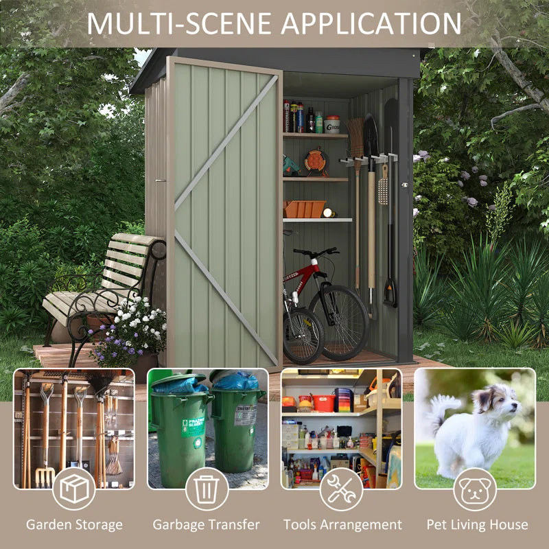 5 Ft. W X 3 Ft. D Galvanized Steel Storage Shed