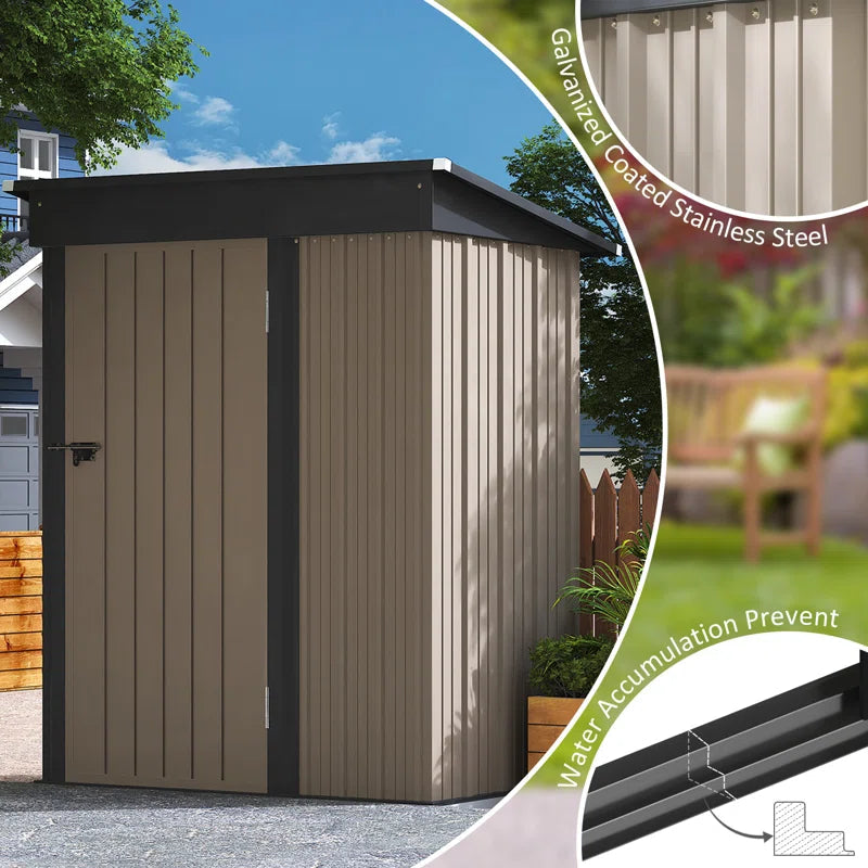 5 Ft. W X 3 Ft. D Galvanized Steel Storage Shed